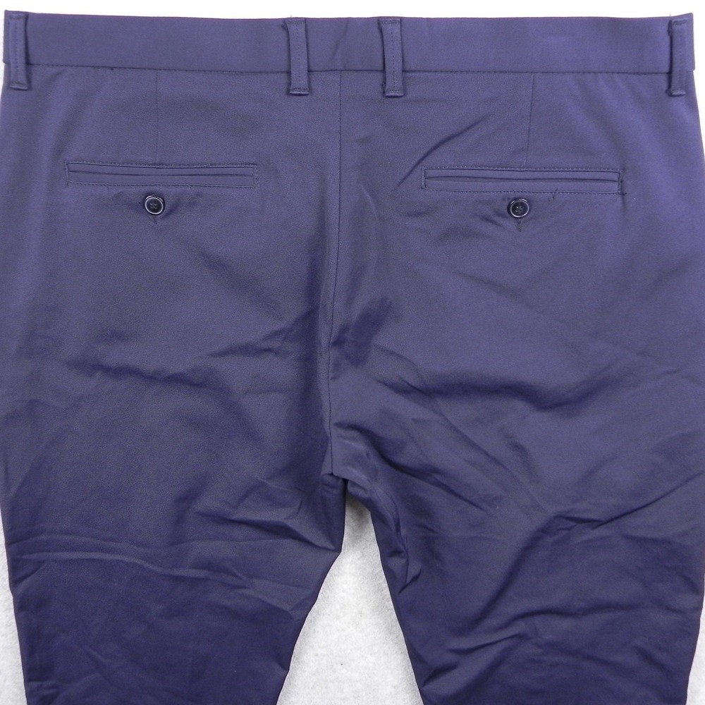 Zara Man Pants Mens 36 Basic Khaki Chino Business Casual Flat Front Navy Blue - Picture 13 of 13